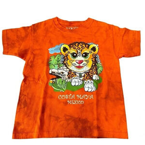 Pict’s Costa Maya Mexico Orange Jaguar Flip Mouth Graphic T-Shirt Youth Medium